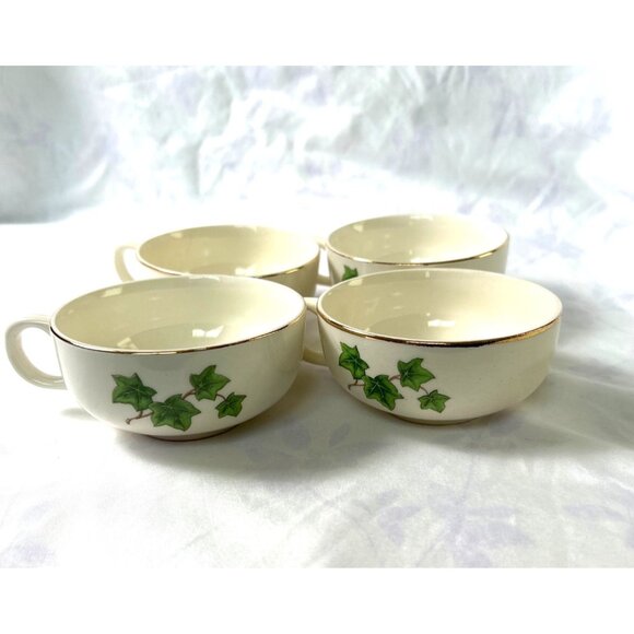 Paden City Pottery Ivory Design with gold trim 4 Teacups #M 51 Elegant Classy - Picture 1 of 7